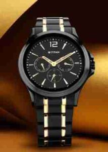 Black and Gold Stainless Steel Strap